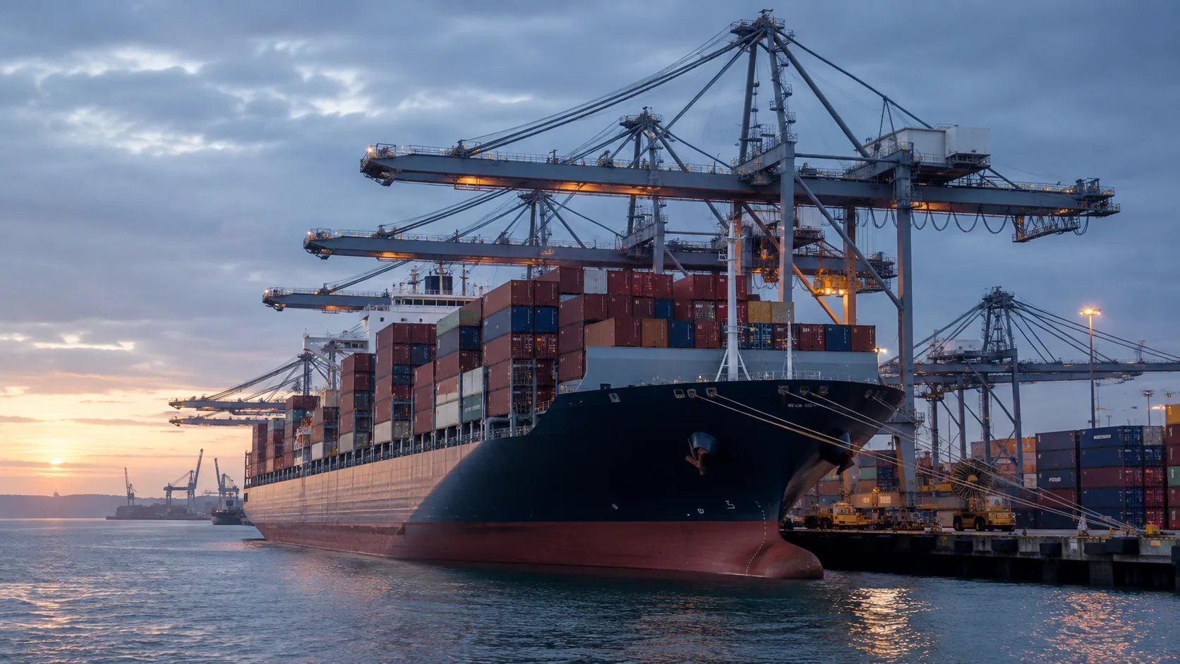Container vessel alongside in the Port of Rotterdam