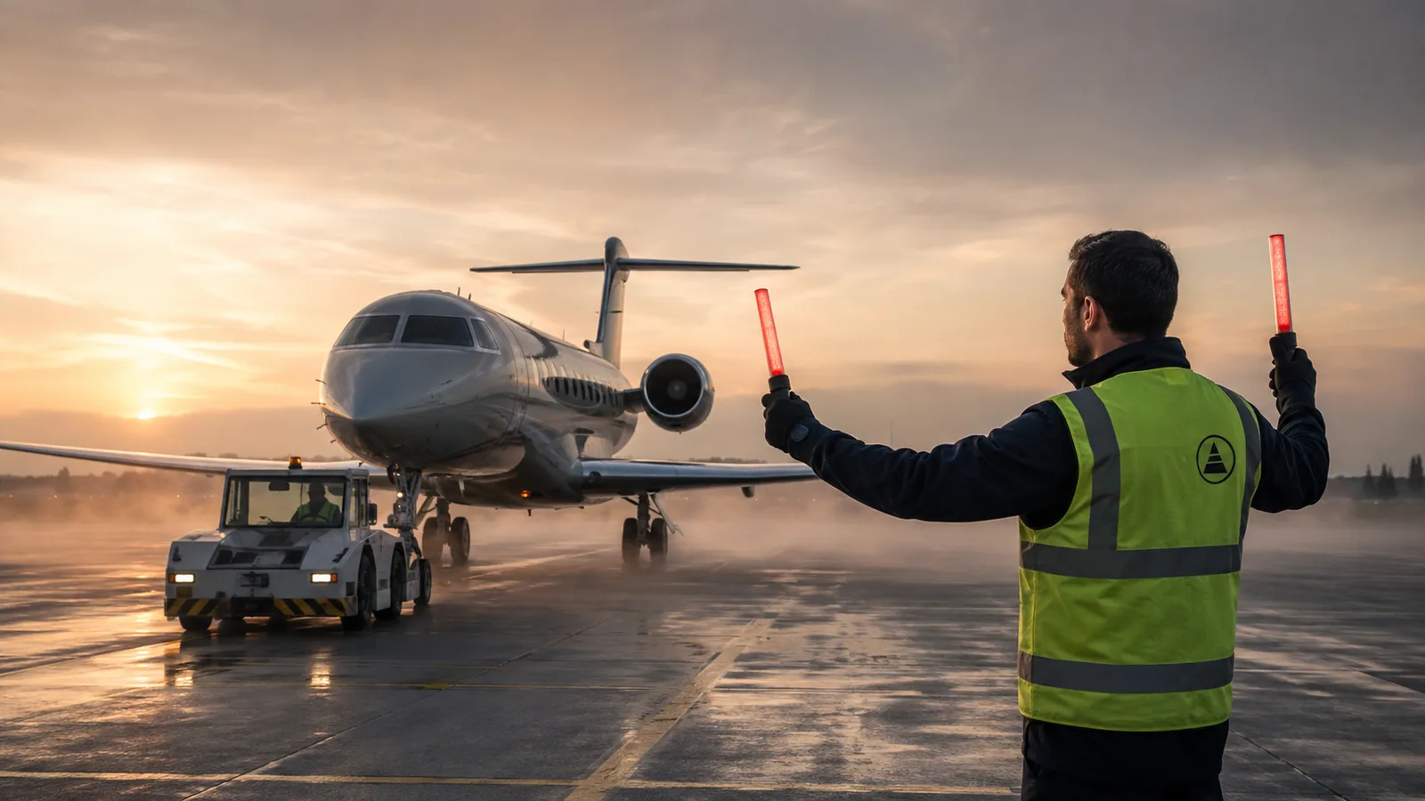 Private jet on the ramp